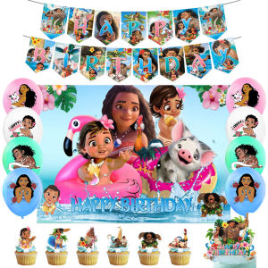 Ocean Wonder Moana Chủ Đề Bạt Trang Trí Tiệc Sinh Nhật Phông Nền Cờ Bong Bóng Bánh Trang Trí Bạt Treo Phim Hoạt Hình