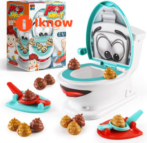 I know Poop Shoot Creative Family Game Includes One ToiletTwo Launchers and 12 Soft Toy PoopsGift for Kids 4 5 6 7 8 Year Old