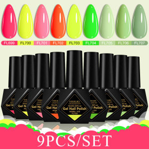 9pc Nail Gel Polish Set Popular Color Series Semi Permanent Soak Off Nail Art Gel Varnish for Manicure Supplies DIY Design