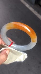 Newest Natural Jadeite  翡翠 Jade Bracelet Ice Round Rod Yellow-Jade Delicate Bangles Handring Elegant Fine Jewelry Real Jade Bracelet 翡翠手镯 yellow jade bangle yellow emerald bangle