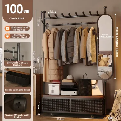 YOUDIANNIU | Moveable Home Use Clothing Rack & Dressing Mirror