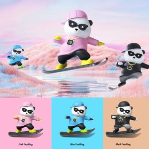 KEBIDU Mini Car Ornaments Automatic Sliding Skateboard Bear Fashion Cartoon Bear Doll Center Console Moving Bear Interior Decoration