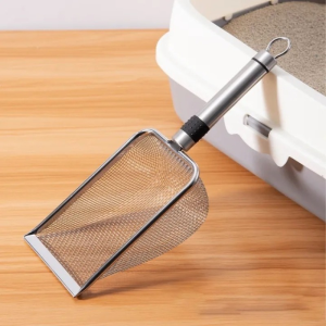 Cat Litter Shovel Pet Stainless Steel Handle Metal Fine Screen Shovel Cat Cleaning Supplies
