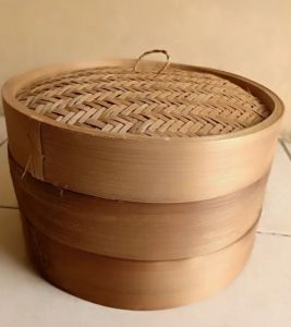 Klakat Bambu Dimsum 25cm Kukusan Bambu - 2 Wadah dan 1 Tutup