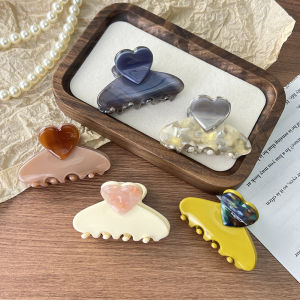 1pc Korean acetate grab clip French elegant love half-tie hairpin high-quality temperament bangs clip headwear