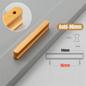 Simple Black Gray Gold Solid Aluminum Alloy Kitchen Cabinet Door Knobs and Handles Drawer Pulls Bar Handle Furniture Hardware