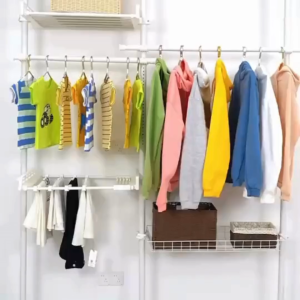 ราวตากผ้า ที่แขวนผ้า แบบยืดสไลด์ ประหยัดพื้นที่ ราวยืดหดได้ ราวแขวนเสื้อผ้า DIY ไม่ต้องเจาะผนัง