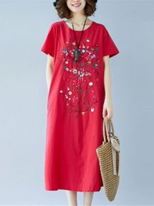 Summer New Ethnic Embroidered Cotton Linen Womens Vintage Art Loose Casual Sunscreen Dress Face Veil Mask Lightweight