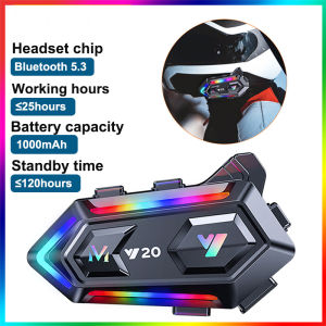 KEBIDU Y20มอเตอร์ไซค์อินเตอร์โคมหูฟังติดหมวกกันน็อคบลูทูธ5.3สเตอริโอ Ipx6แฮนด์ฟรีกันน้ำ Moto หูฟังไร้สายรองรับเสียง