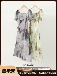 Spring Vintage Water-Mark Print Slimming Womens Dress Draping Strap Dress Mid-Length Floral Pattern Rayon And Polyester Blend