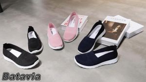 Batavia GROSIR A173/A172 sepatu ibu sepatu flat rajut sepatu kanvas wanita rajut sepatu wanita sepatu slip on tanpa tali  Sepatu Wanita Sport