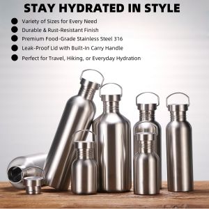 350-2000ml Stainless Steel Sport Water Bottle Single-layer Rugged Water Cup Metal Flask Drinkware Camping Sports Gym