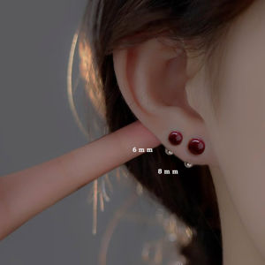 IVY Vermilion Earrings S925 Silver Needle High-end Turnbuckle Earrings Women Anti Loss Anti Allergy Earrings