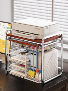 Antique Style Solid Wood Printer Stand Office Desktop Copier Elevation Frame Workstation Multi-layer File Storage Cabinet