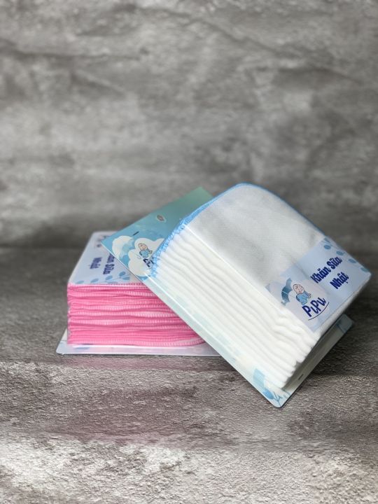 Khăn sữa  gạc cho bé sơ sinh hộp cao cấp PiPu  siêu mềm 25 x 27 4 Lớp vải Nhật