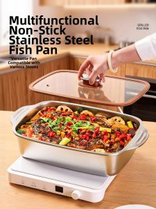 XUNHUAI | Thickened Large Capacity Stainless Steel Grilling Plate