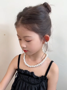 Girls Pearl Jewelry Set - White Necklace Earrings Bracelet for Kids Holiday Gift