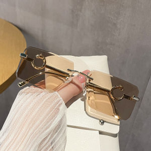 JN IMPRESSION Trendy Mens and Womens Square Frame Cut Edge Sunglasses Fashion Ring Metal Beach Sunglasses