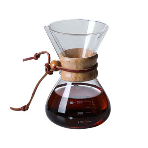 other | Heat-Resistant Coffee Maker Elegant for Home Office Glass Pour Over Kettle Wood Handle Style Brewer Durable Gift