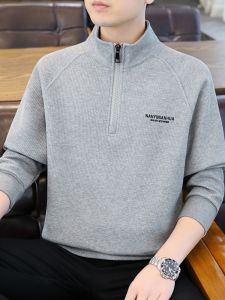 ROMON | Romon Mens Hoodie Sweatshirt Half Zipper Fleece Casual Long Sleeve Stand Collar Spring Autumn New Fashion Comfortable Cotton Polyester Blend