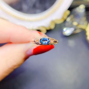 Natural Topaz Ring 925 Silver Certified 4x6mm London Sapphire beautiful gift for girlsblue topaz ring for women genuine
