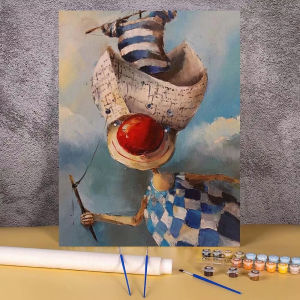 BILIBILI | Oil Painting By Numbers Paint Kit Picture Paint Cartoon Clowns Handmade on Canvas Gift for Adult Hand Digital Painting Set