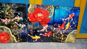 Tranh tráng gương combo 3 tranh treo tường tranh trang trí phòng khách phòng ngủ tranh treo tường giá rẻ