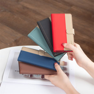 Color-Block Leather Phone Case For Samsung Galaxy S24 S23 S22 S21 Ultra S23 FE S21 FE S22 S23 S24 Plus Card Holder Magnetic Wallet Flip Cover