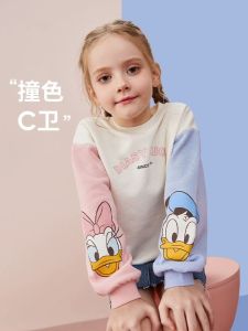 Girls Pure Cotton Long Sleeve Sweatshirt Spring Autumn Sports Top Inner Wear Outer Wear Childrens Cartoon Print Hoodie