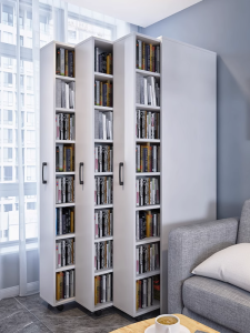 Modern Minimalist Floor-standing Bookcase with Door Pull-out Storage Cabinet Home Use Childrens Student Furniture Organizer