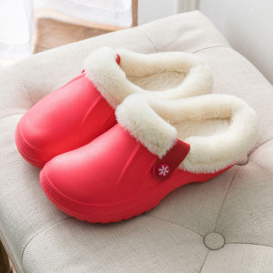 Autumn Winter Cotton Slippers Thick Bottom Anti-slip Waterproof Home Shoes for Men And Women Operating Room Slippers with Fleece And Fur