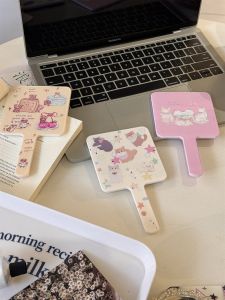 Portable Handheld Folding Makeup Mirror High Definition Cute Cartoon Student Dormitory Mirror Compact Travel Size Womens Mirror
