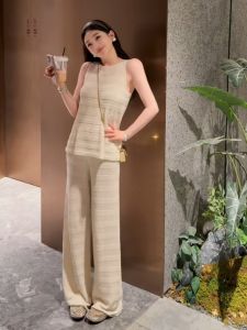 YUEZHONGWEI | Casual and Stylish Rich Style Knit Vest and Wide Leg Pants Set