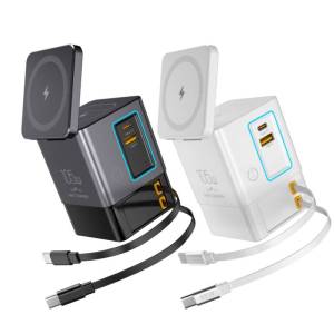 105W 6 In 1 Magnetic Wireless Charger สําหรับ iPhone Airpod Power Combo Tower แบบพับเก็บได้ USB-C สายชาร์จ Station