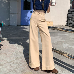 Khaki High Waist Wide Leg Jeans Womens Straight Loose Slimming Drapey Versatile Floor-Length Pants Spring 2025 New Style