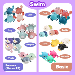 Baby Bath Toy Wind Up Swimming Turtle Clockwork Water Floating Kids Pool Mainan Bayi Mandian