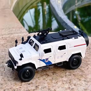 1:32 Scale Dongfeng Mengshi Models Cars Toys Doors Opened Police Car Wheel Pull Back Miniature Vehicles Toy Collect Souvenirs