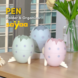 Sayaa Kids Pen Holder Organizer And Pencil Holder Blue Egg Design School Supplies Office Organizer Kid-Friendly Holds Pencils Markers Available in Blue Green Pink New Arrival Ships Within 24 Hours