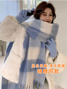 Autumn and Winter New Arrival Fancy Thicken and Lengthen K-style Soft Glutinous Shawl Lovers Wild Plaid Warm Scarf for Women