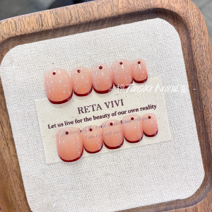 Nhựa Giả Móng Tay Thủ Công Màu Cam Mềm Mại Nhẹ Nhàng Chuyển Màu Từ Đỏ Đến Màu Trơn Ngắn Thiết Kế Pháp Nhỏ