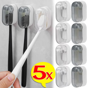 ชั้นเก็บแปรงสีฟันแบบมีรูพรุนประหยัดพื้นที่ติดผนังที่ไม่มีฝุ่นกล่องเก็บแปรงสีฟันพกพาแบบมีกาวในตัว