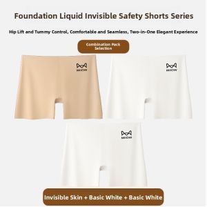 miiow | Ice Silk Seamless Safety Pants Womens Summer Thin Anti-Light Non-Tightening Cat Person Qipao Ice Silk Seamless Foundation Liquid Skin Bottoming Pants