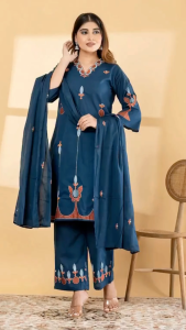 DEBAYU Readiprint Cotton Kurti with Bottom & Dupatta Set Embroidery Works Size M to 3XL Malaysia