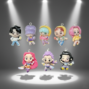 จี้เรซิ่น KPOP Demon Hunters 8 ชิ้น ชาร์มโลหะ อุปกรณ์ทำเครื่องประดับ DIY สำหรับสร้อยข้อมือ สร้อยคอ ต่างหู