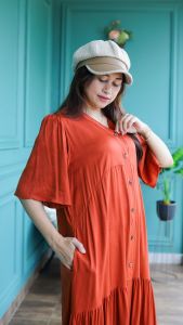GALERI Midi Dress Polos Kekinian Long Dress AYOONA PLAIN Bahan Rayon