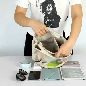 Bag New Japanese Womens Crossbody Bento Bag Solid color Thickened Canvas Big Bag Multi-compartment Large-capacity Tote Bag