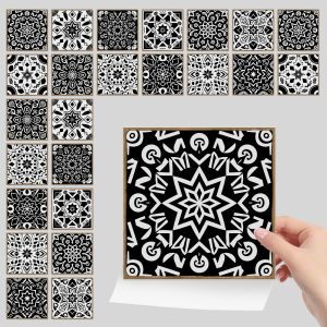 24pcs/set Wall Stickers Self-Adhesive Tile Decals Bohemia Style Decoration for Smooth Surfaces in Kitchen Bathroom Living Room