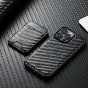 Carbon Fiber Leather 2-in-1 Magnetic Phone Case Card Holder Wallet MagSafe Wireless charging for iPhone 17ProMax 16Plus 15 14 13