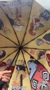 COD New One Piece Anime Cartoon Sun Umbrella Automatic Folding UV Umbrellas Luffy Zoro 10 Strands Automatic UV Sunscreen Umbrella Automatic Umbrella Anti-Pressure