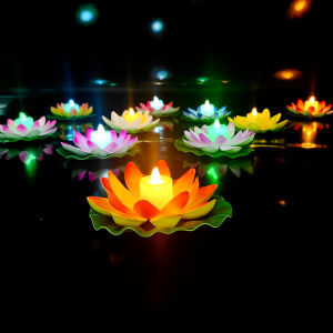 C.N. LED Waterproof Floating Lotus Light 17cm Night Lights Wishing Lamp